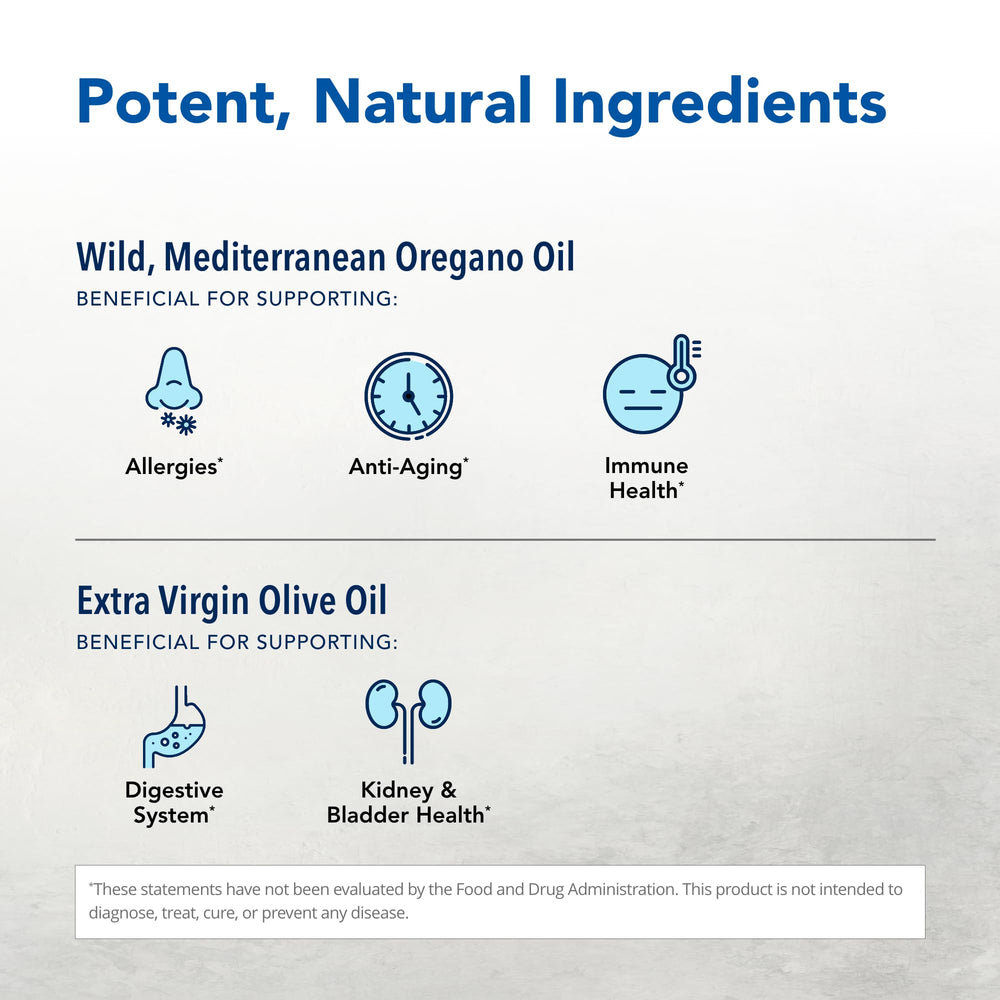 NORTH AMERICAN HERB & SPICE Oreganol P73 with olive oil base for daily intake.