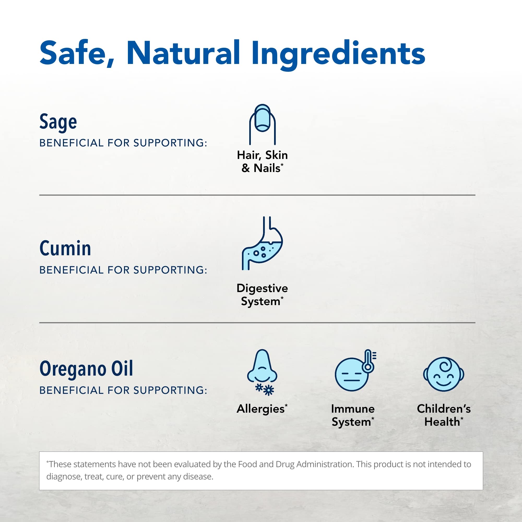 North American Herb and Spice OregaResp P73 ingredients list including olive oil.
