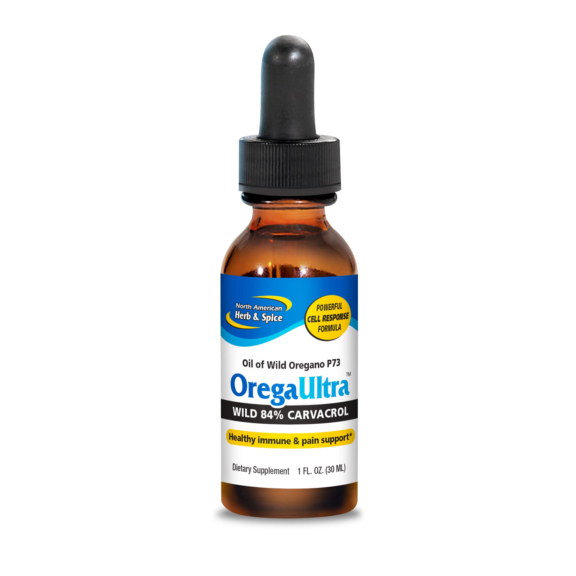 North American Herb & Spice OregaUltra bottle with wild oregano oil aroma.