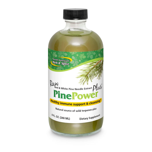 Pine Power Plus bottle ready for daily wellness with pine and spruce extracts.