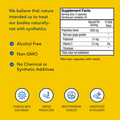 Resvital label detail showcases whole-fruit grape ingredients and non-GMO