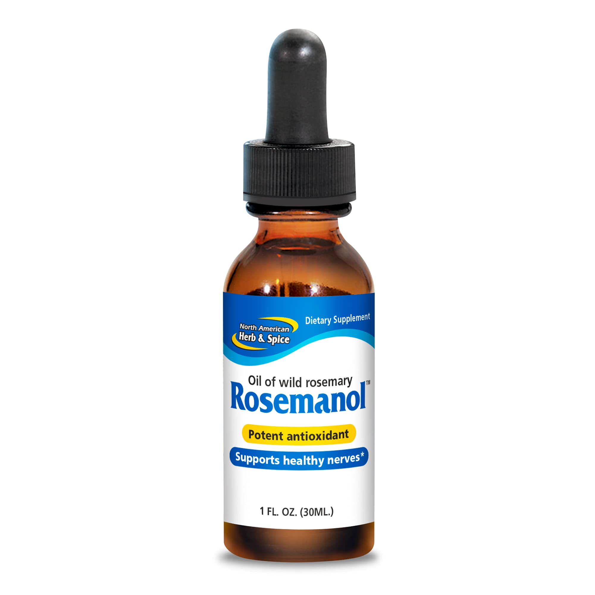 North American Herb & Spice Rosemanol bottle with wild rosemary oil supports daily nerve comfort.