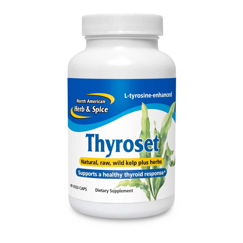 North American Herb and Spice Thyroset bottle-front for daily thyroid support.