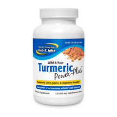 North American Herb and Spice Turmeric Power-Plus bottle front view supports joint wellness with whole-food curcuminoids.