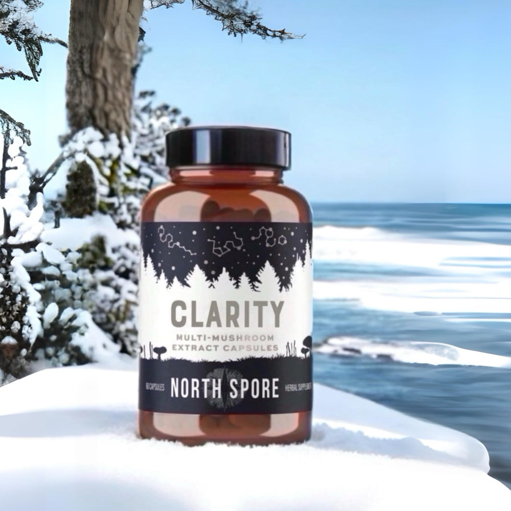 North Spore Clarity USA-grown mushrooms emphasizing high-quality ingredients and clean sourcing.