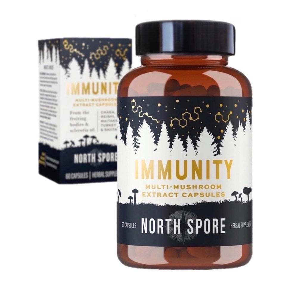 North Spore Immunity Capsules bottle front for daily immune support.