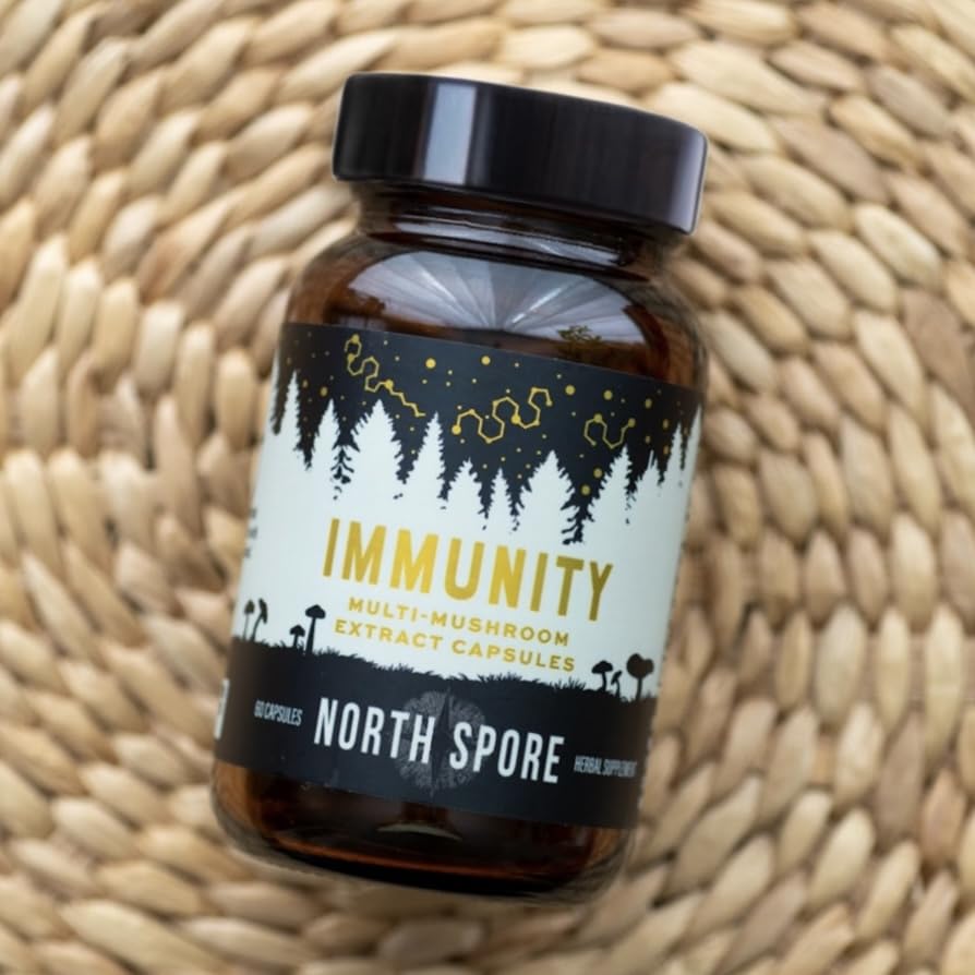 North Spore Immunity reishi close-up evoking balance and wellness.