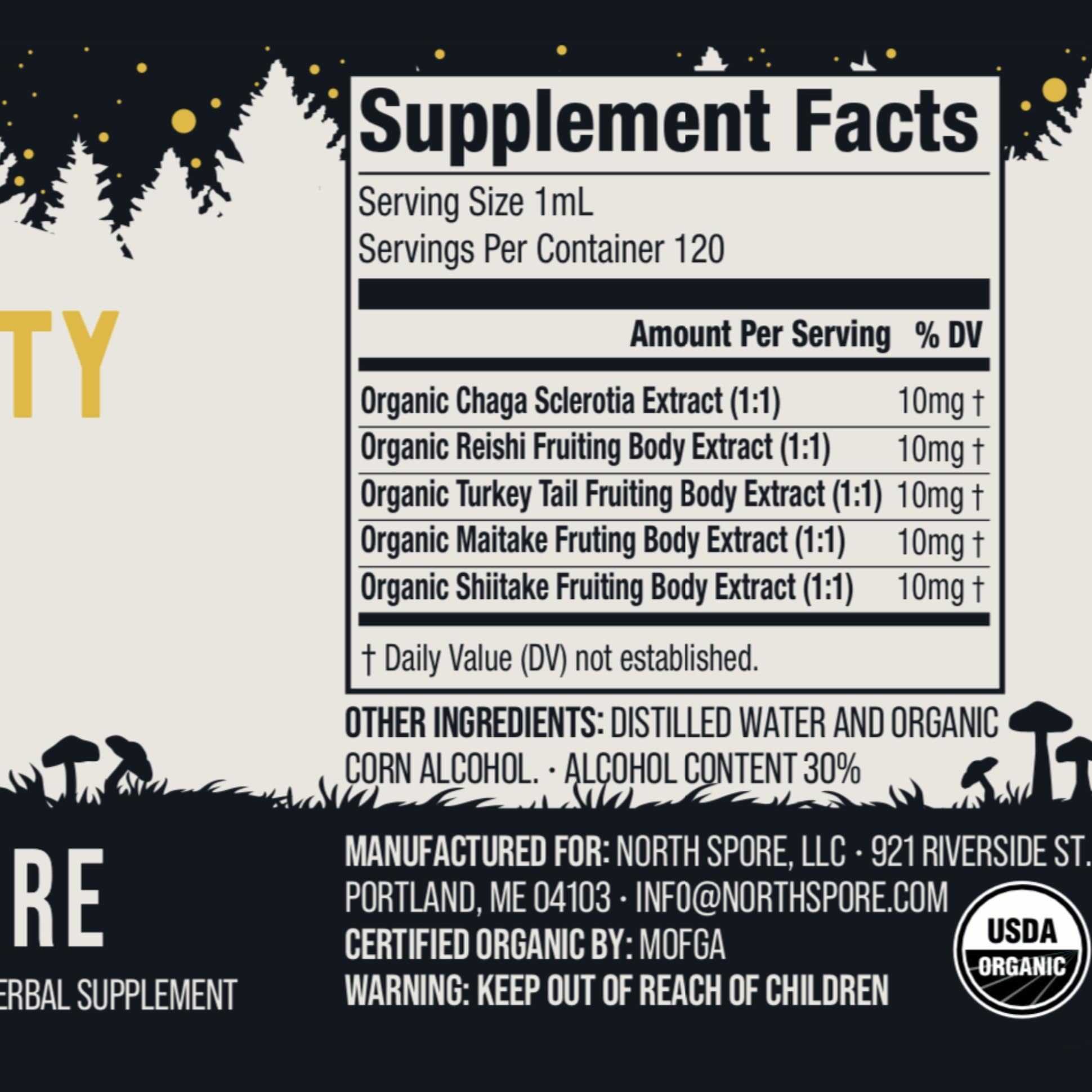 North Spore Immunity Tincture added to tea or coffee.