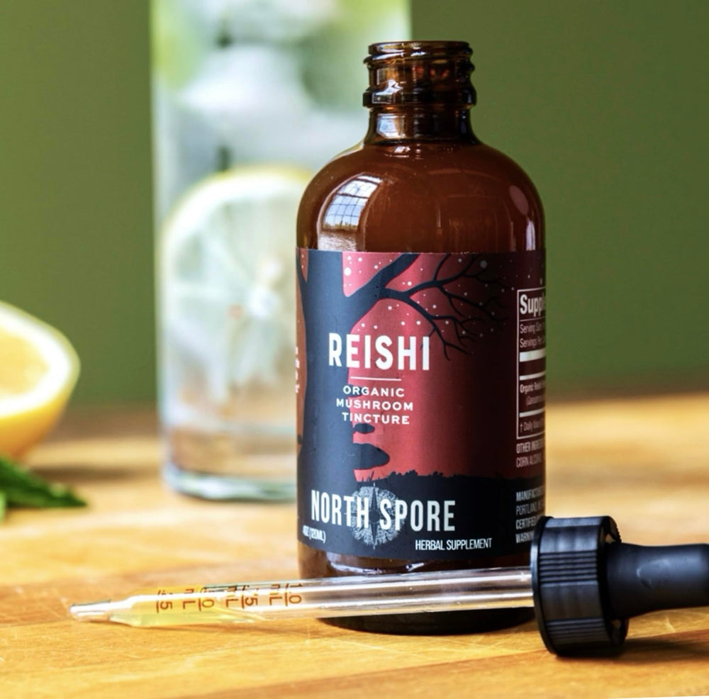 North Spore Organic Reishi fruiting bodies highlight purity and potency.