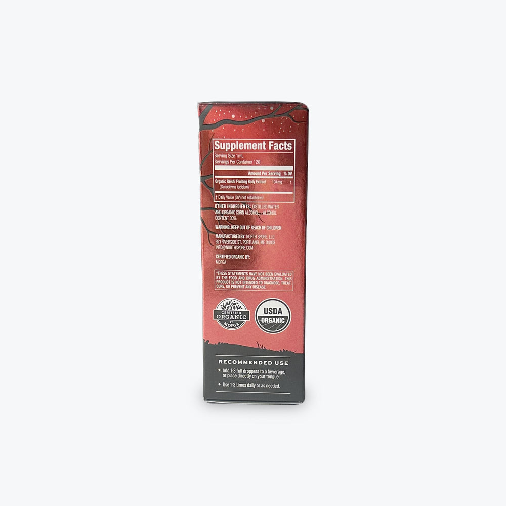 North Spore Reishi tincture daily-use setup supports focus and calm.