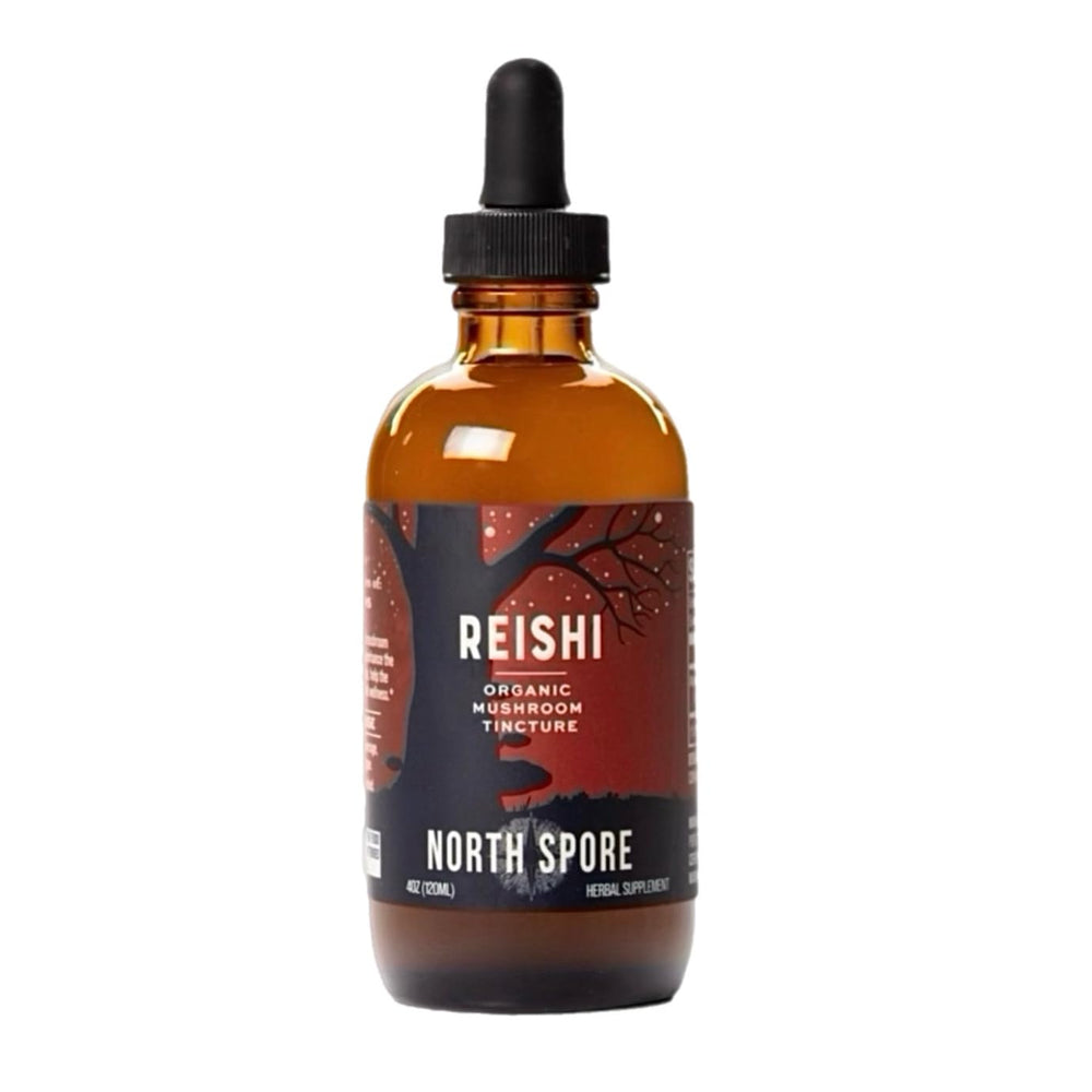 North Spore Reishi tincture dropper for precise dosing in daily routine.