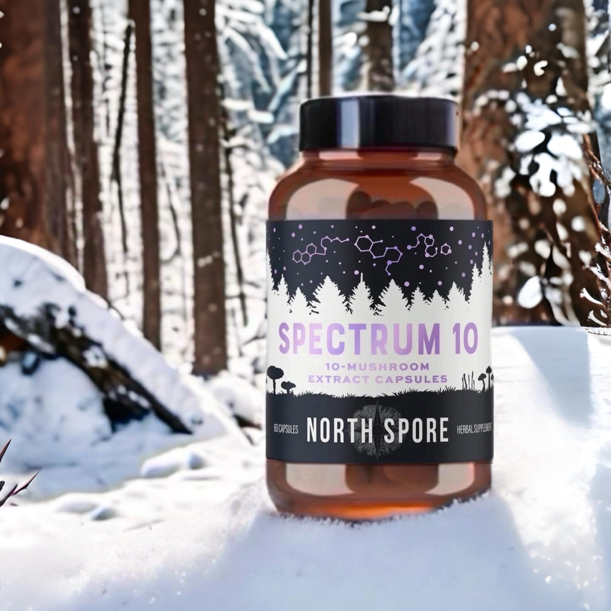 North Spore Spectrum 10 bottle with spoon suggesting convenient daily dosage.