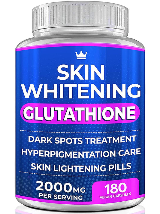 Northern Crown Cosmetics Glutathione whitening bottle front highlighting antioxidant support for skin tone.