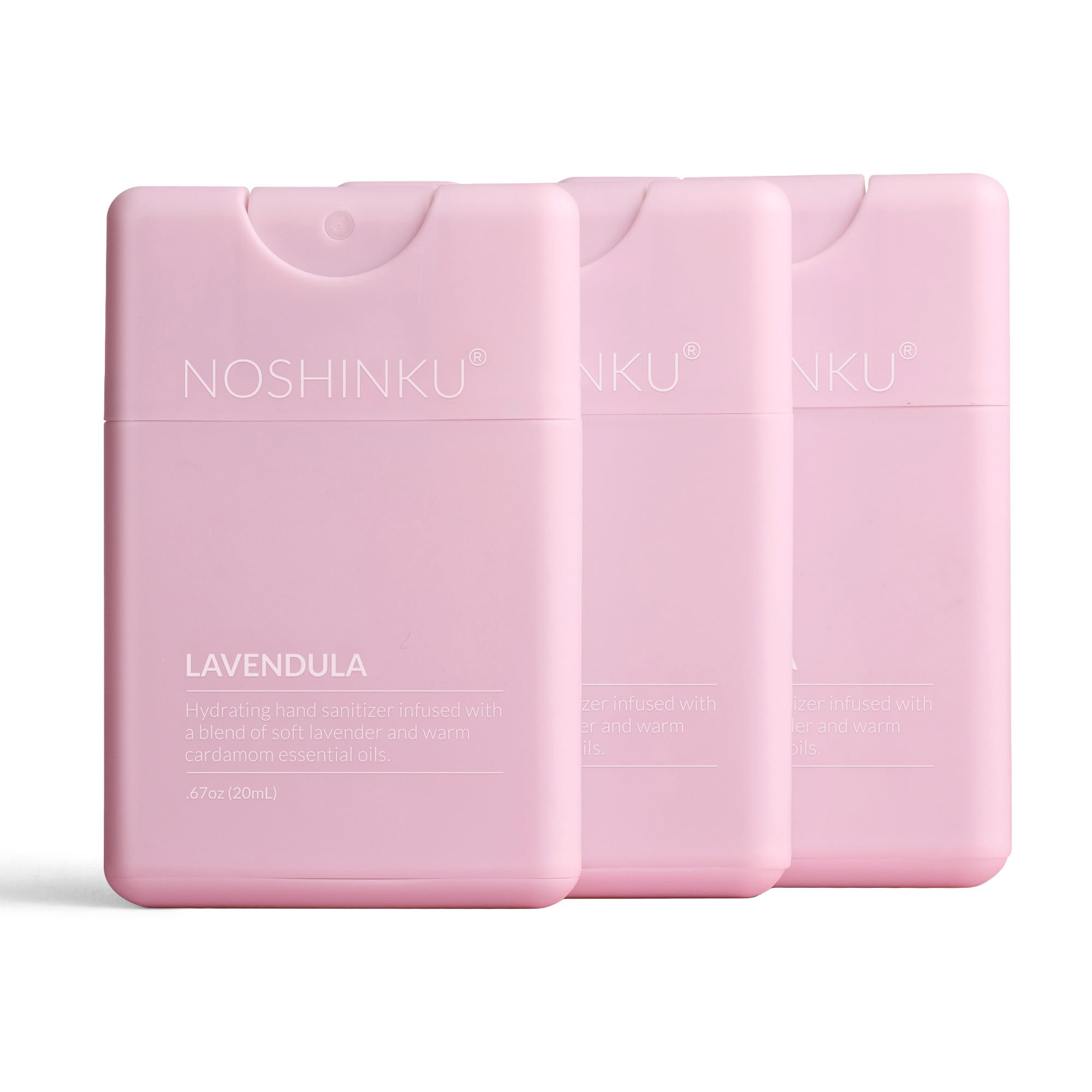 Noshinku Lavendula 3-pack front view for on-the-go sanitizing