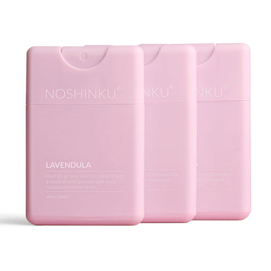 Noshinku Lavendula 3-pack front view for on-the-go sanitizing