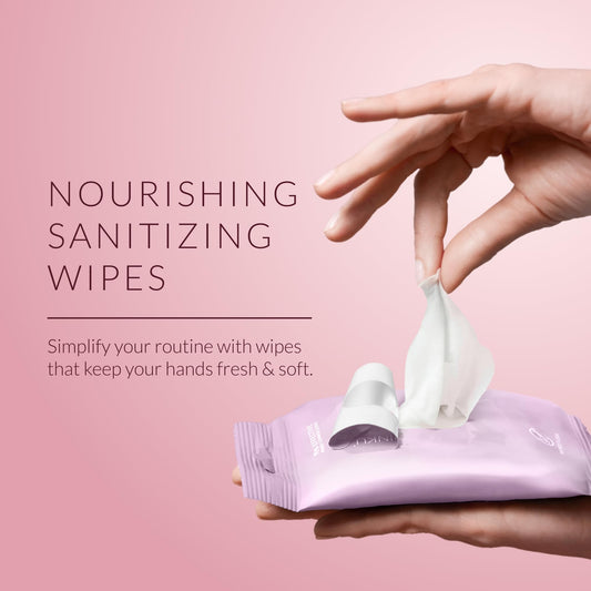 Resealable Lavendula pack keeps wipes fresh during travel or workouts