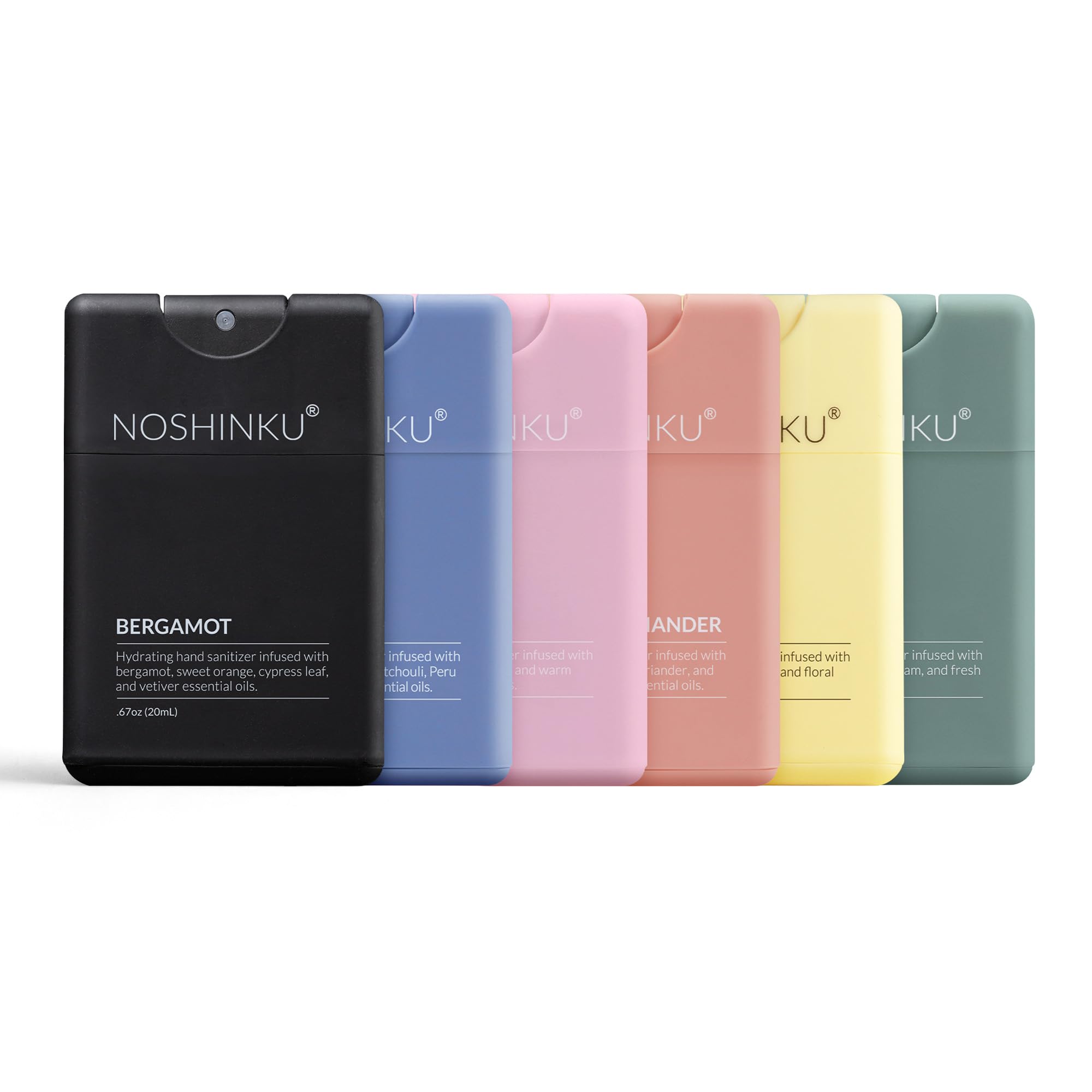 Noshinku bergamot refillable pocket sprayer for on-the-go freshness with a subtle citrus scent.