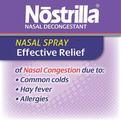 Nostrilla nasal decongestant spray bottle closeup highlights precise, measured doses