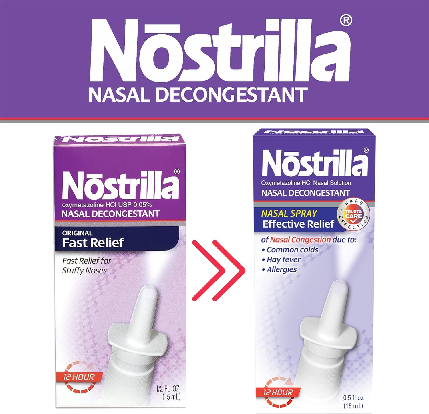 Nostrilla spray mist release captured mid-action indicates fast-acting relief