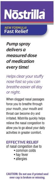 Nostrilla nasal decongestant spray packaging highlighting 12-count box