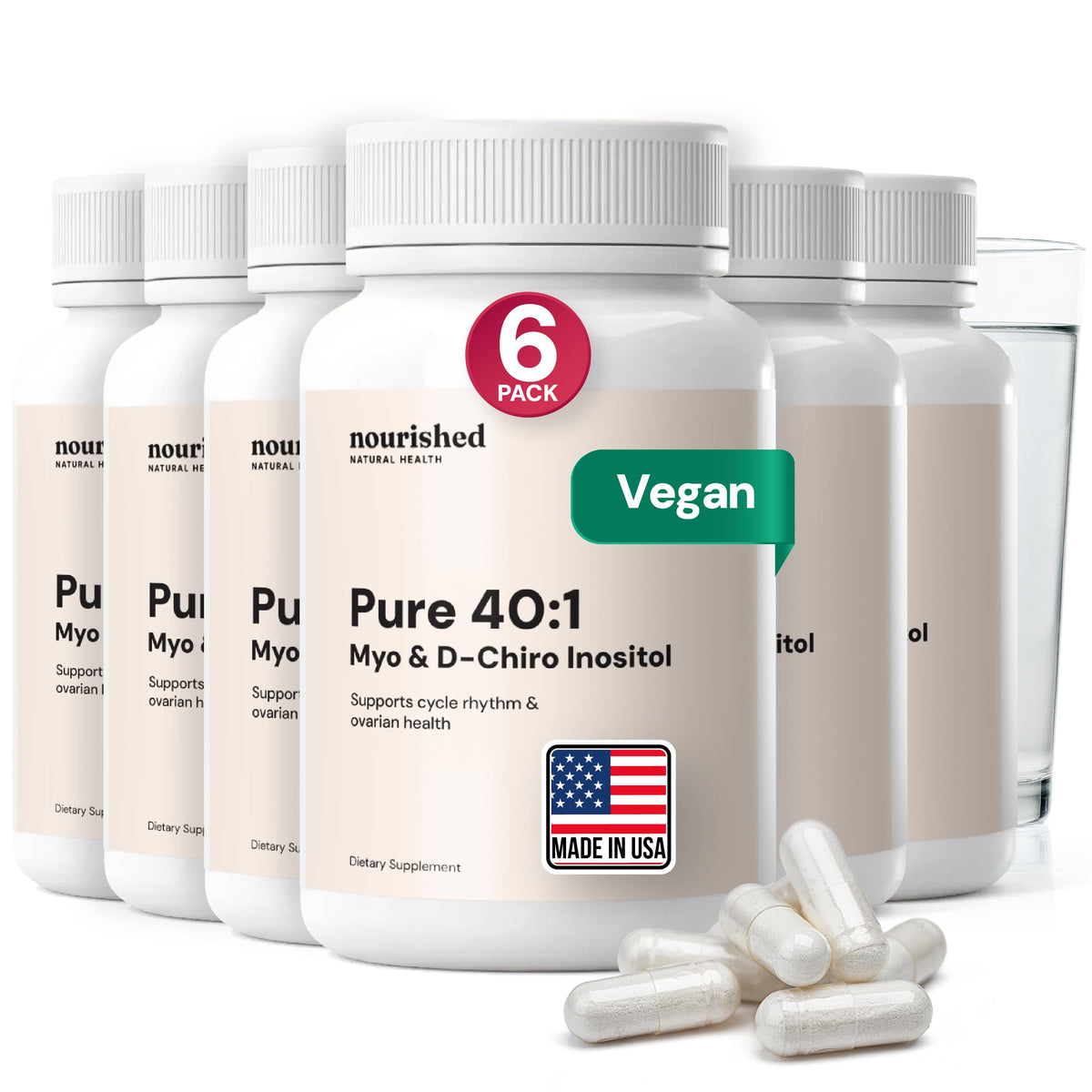 Nourished 40to1 Inositol bottle on desk for daily cycle health exploration