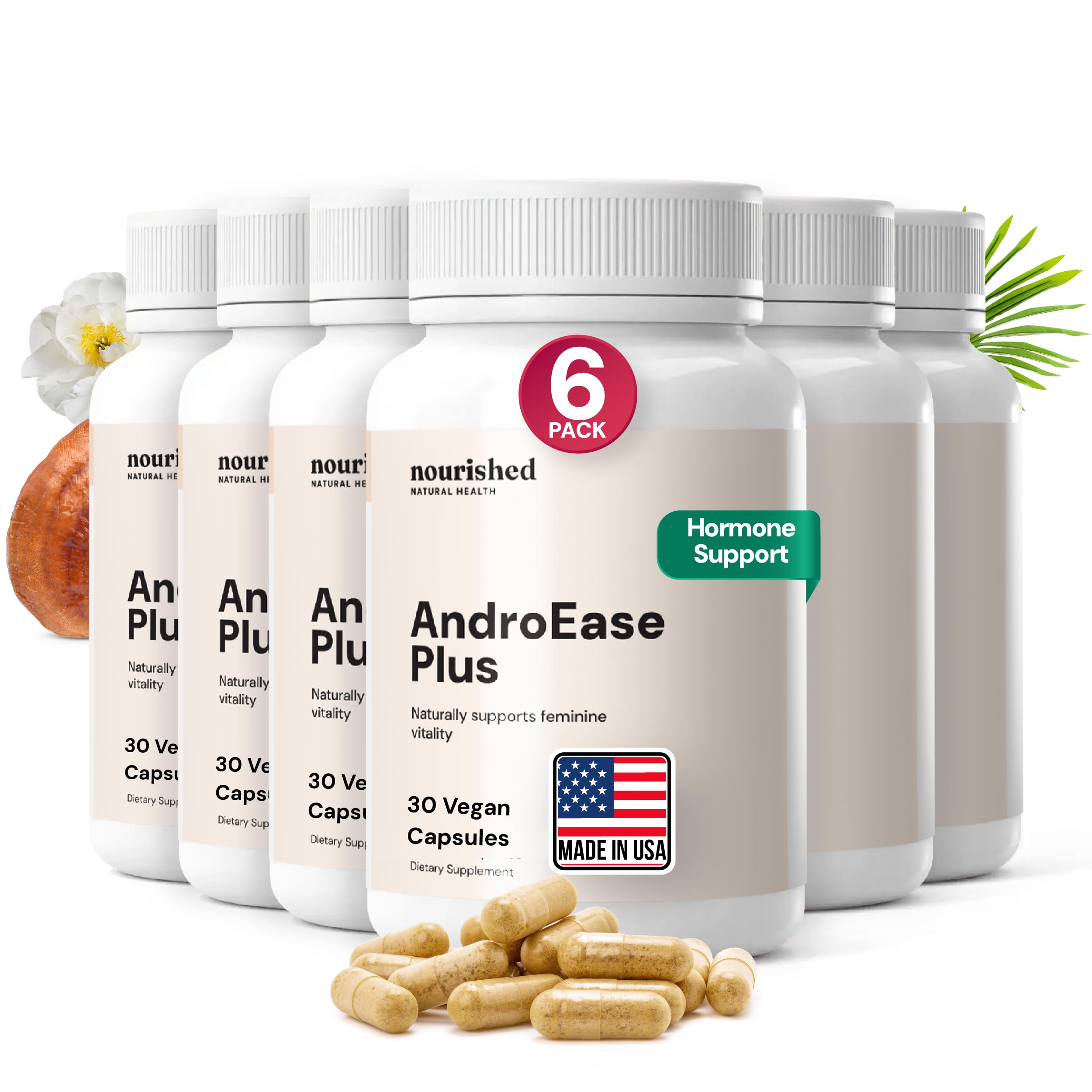 Nourished AndroEase Plus bottle front for daily wellness support