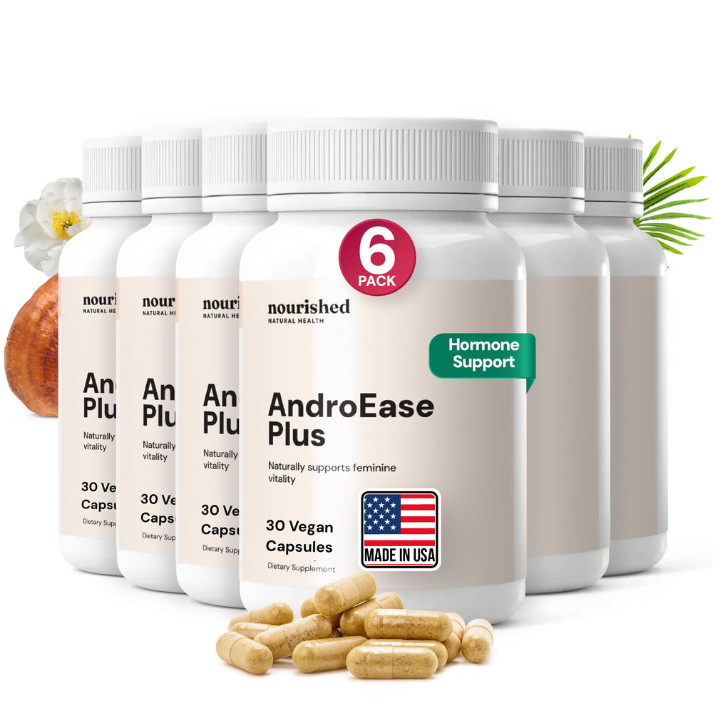 Nourished AndroEase Plus bottle front for daily wellness support