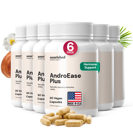 Nourished AndroEase Plus bottle front for daily wellness support