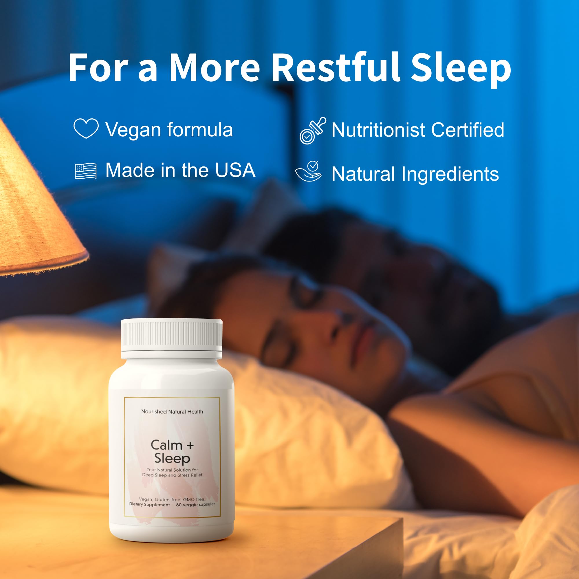 Nourished Natural Health Calm + Sleep with ashwagandha supports balanced mood
