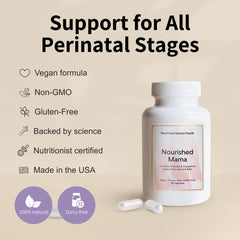 Nourished Prenatal Mama label detail highlights key ingredients