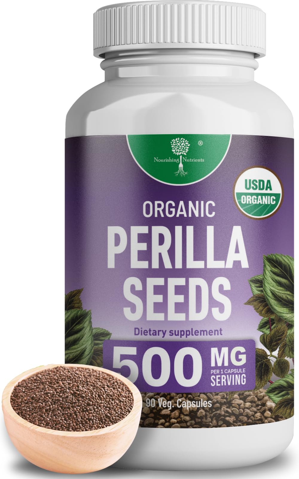Nourishing Nutrients Organic Perilla Seed Extract bottle with 9% rosmarinic acid.