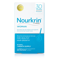 Nourkrin Woman Marilex bottle showing capsules that support the hair growth cycle.