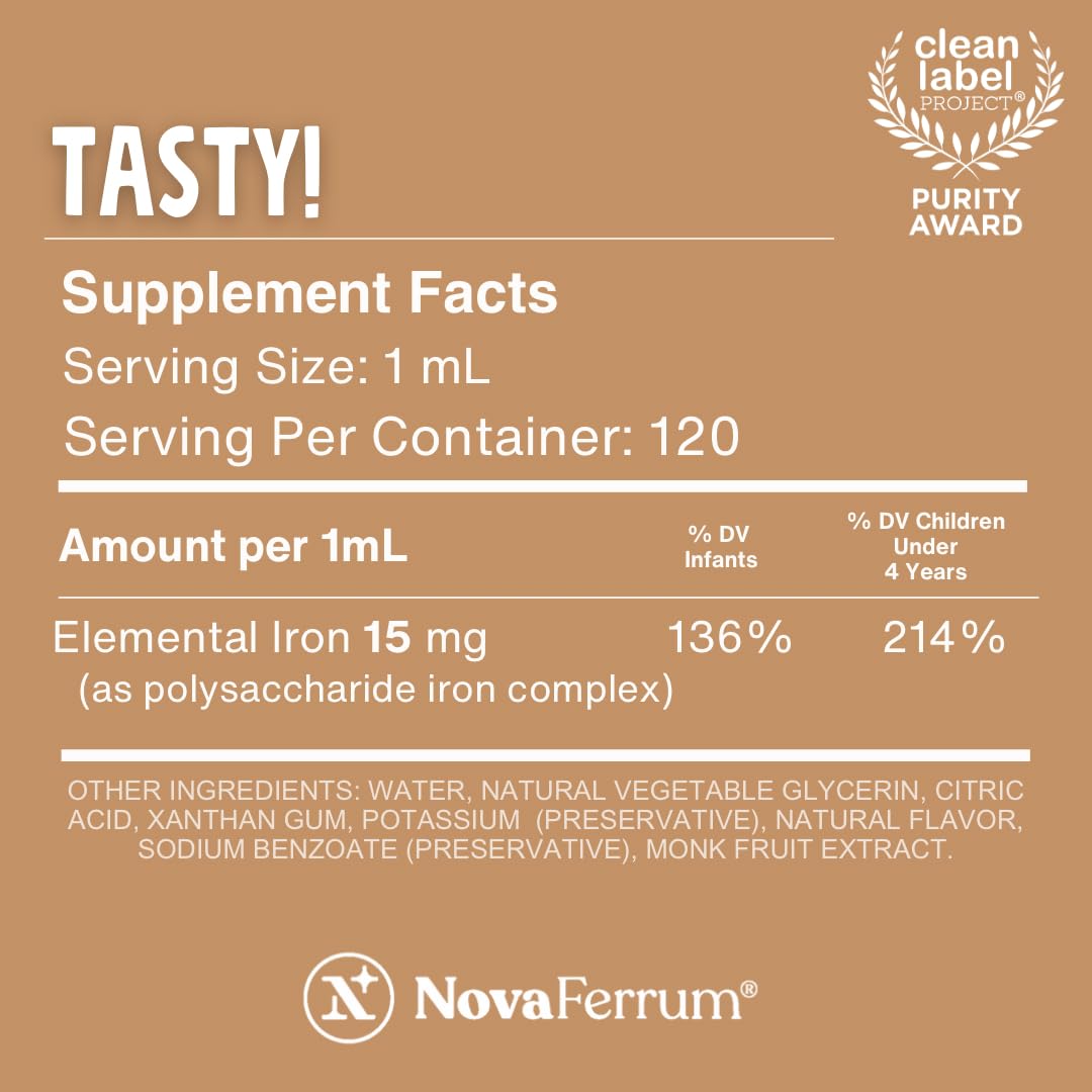 NovaFerrum kid-friendly label highlights gluten-free and sugar-free formula