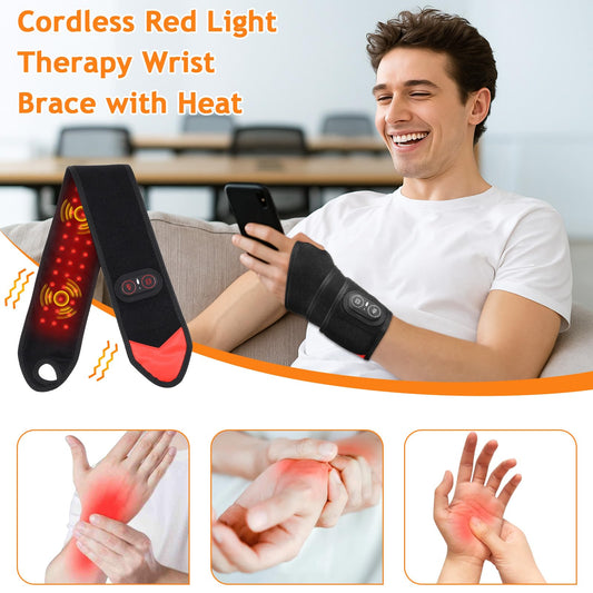 Novalume red light wrist wrap worn-on-hand demonstrates cordless convenience