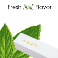 Before-and-after view showing whitening with Novashine after use.