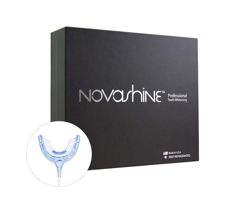Novashine teeth whitening kit for him with LED light to support faster whitening sessions.