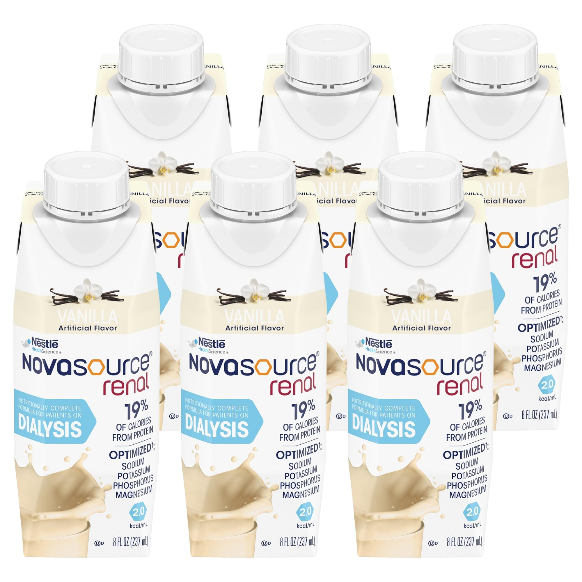 Novasource Renal vanilla carton front view for easy hydration planning