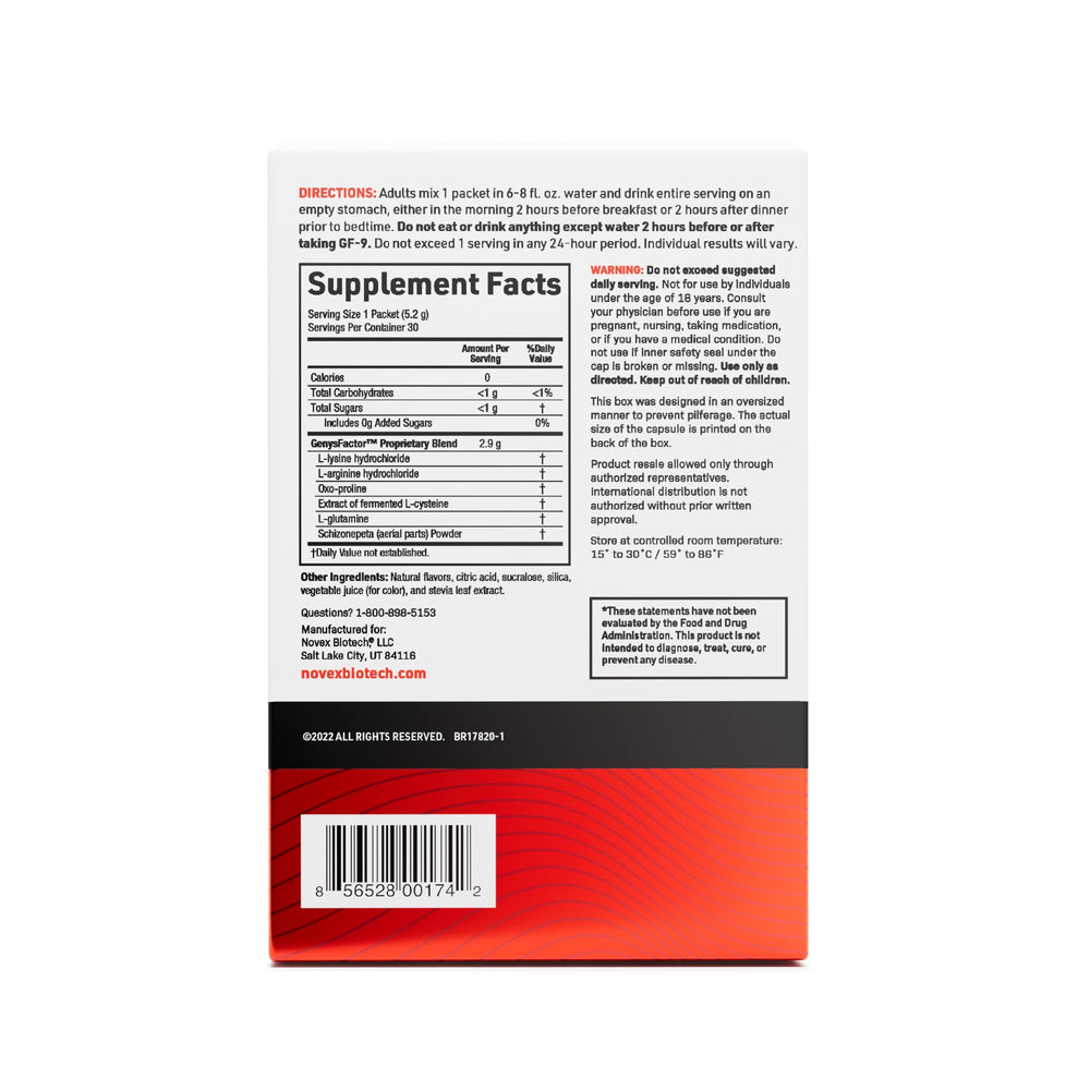 Novex Biotech GF-9 pack on gym setting