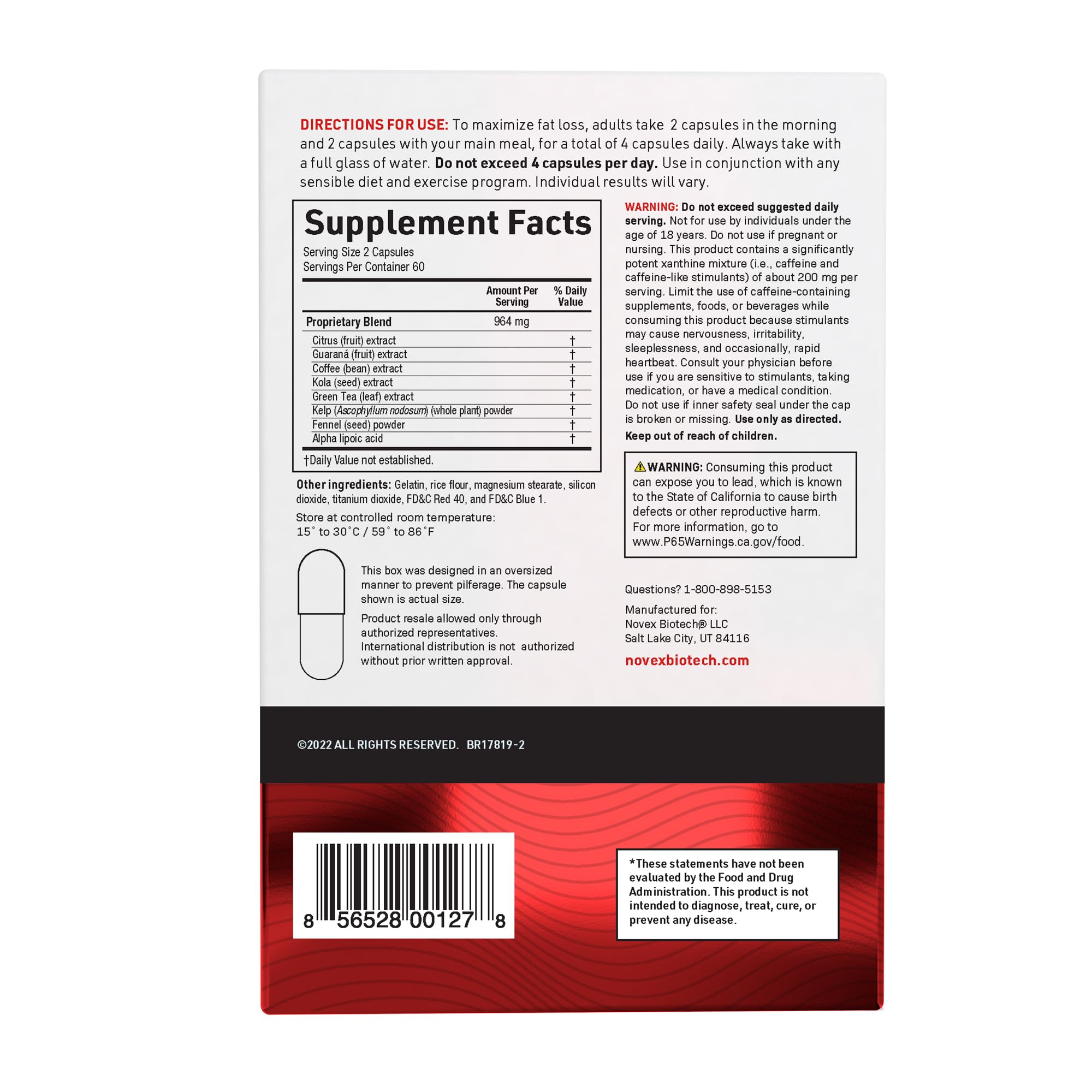 Novex Biotech ThermoDyne packaging-display with branding and dosage count