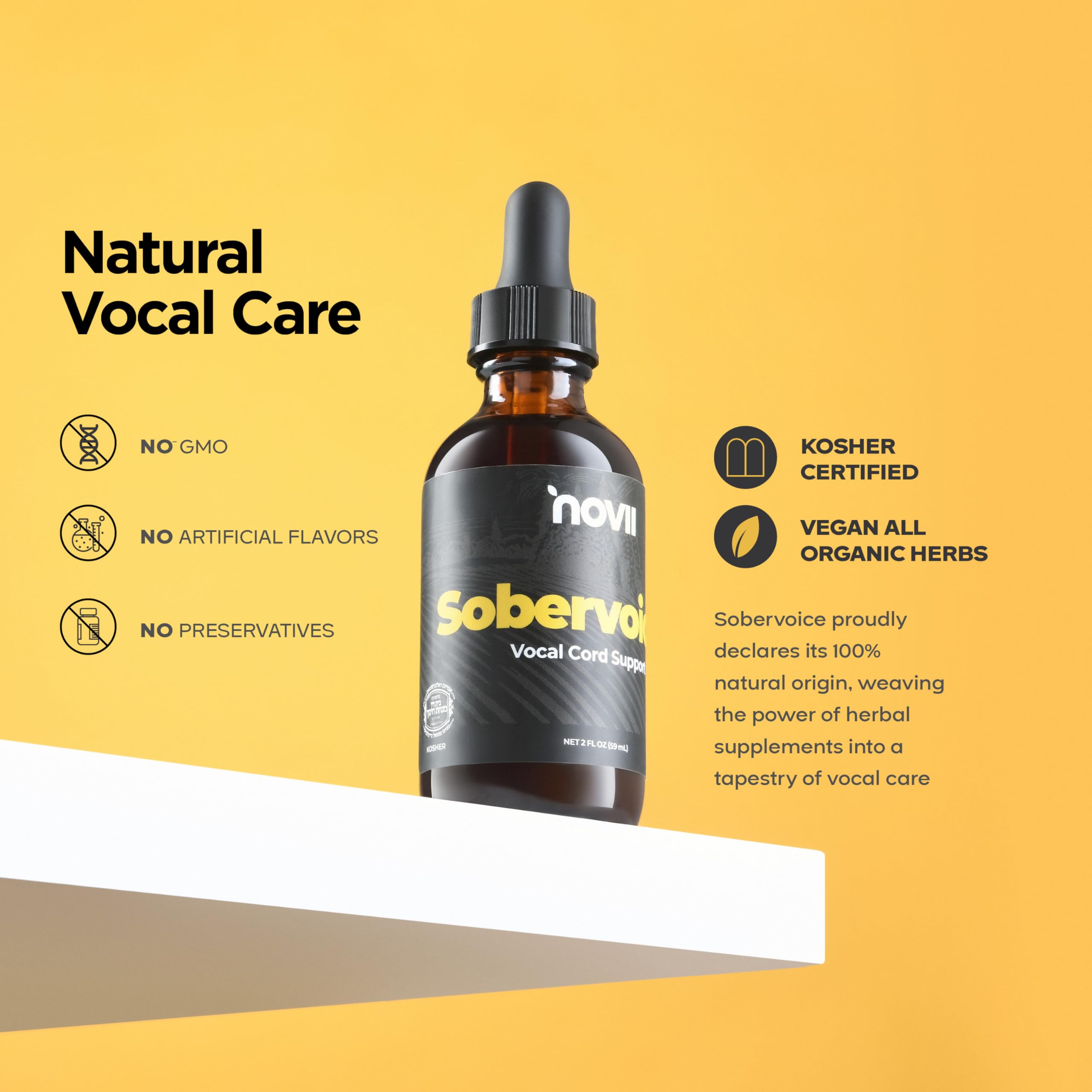 NOVII Sobervoice glass dropper for precise, mess-free dosing.
