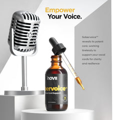 NOVII Sobervoice label detail showcases natural ingredients and kosher seal.
