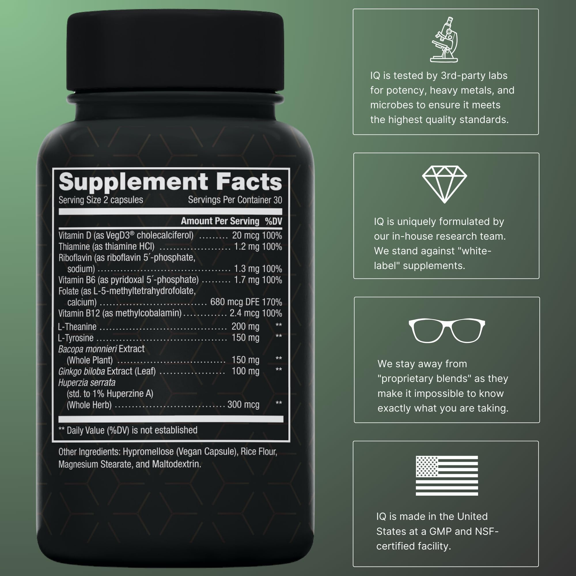 NOVIQ 11-in-1 mood-stress capsules close-up highlighting vegan formula for clarity