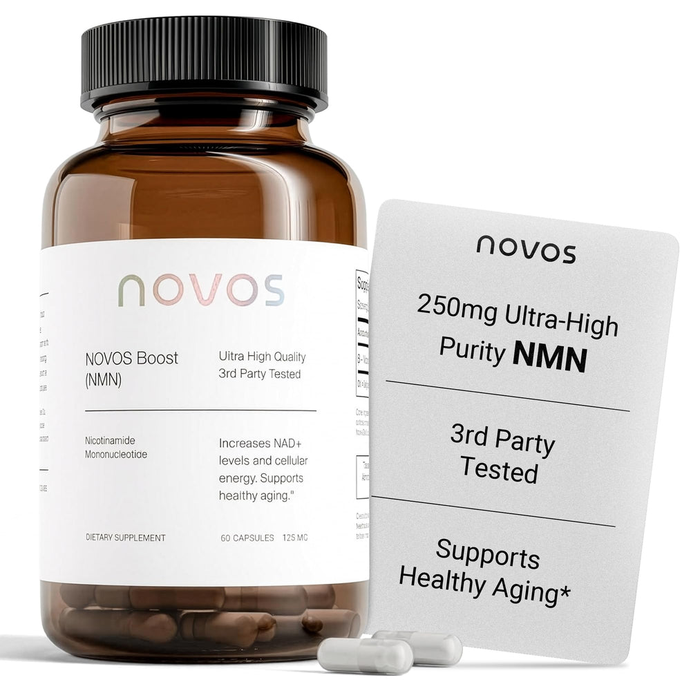 Novos Boost NMN bottle showing premium NAD+ support.