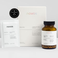 Novos Boost NMN capsules closeup showing vegan shell.