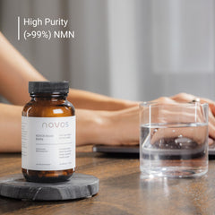 Novos Boost NMN label highlights purity and quality.