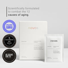 Novos Core on a breakfast table with fruit and tea for daily routine.