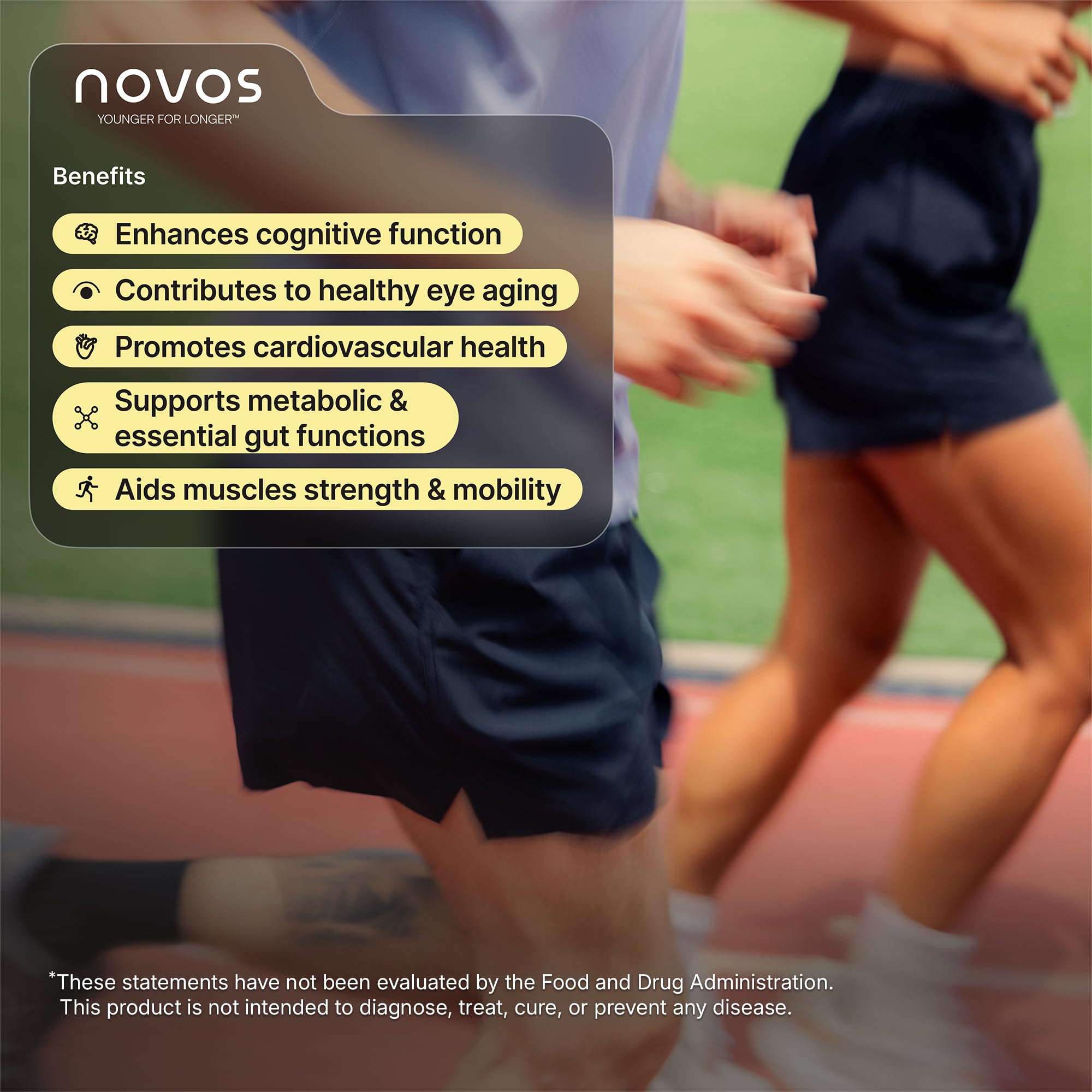 Novos Core packaging showing 30 servings for a one-month routine.