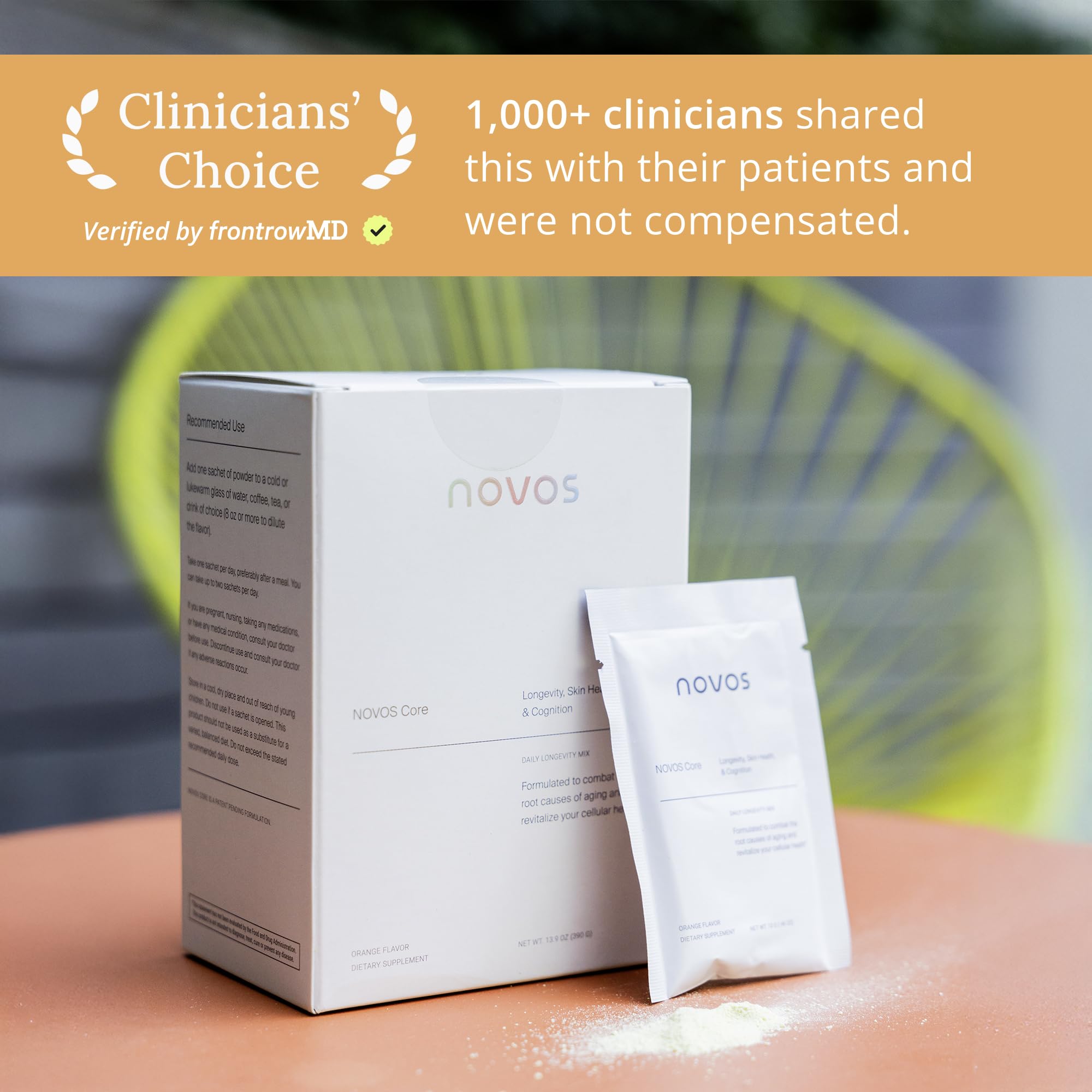 Skin hydration benefits visualized with NOVOS Core Longevity Mix imagery.