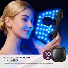 Novurial blue and blue+red modes offer complementary complexion options