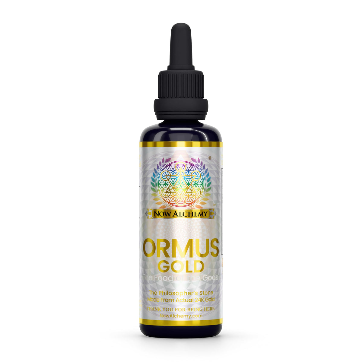 Now Alchemy 24K ORMUS Gold bottle ready for daily wellness rituals.